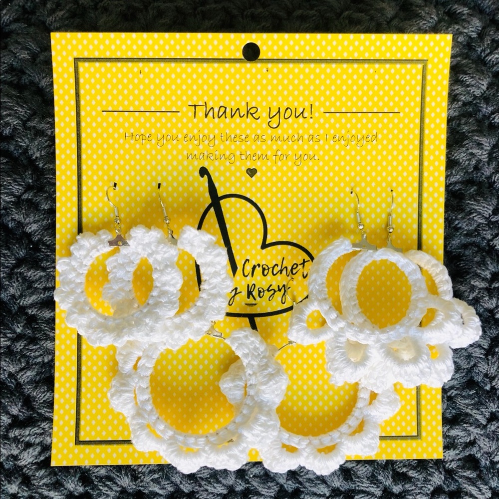 Bundle of 3 Crochet hoop earrings